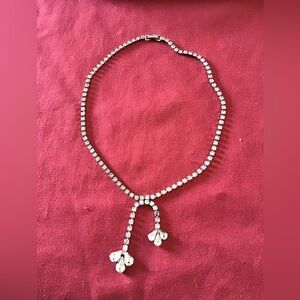 Vintage Double Drop Rhinestone Necklace